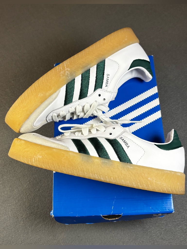 Adidas Sambae Cloud White Collegiate Green Gum Shoes Women's Size 6.5